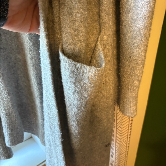 Fig Soft Grey Open Front Merino Wool Blend Cardigan with Pockets - Picture 6 of 6